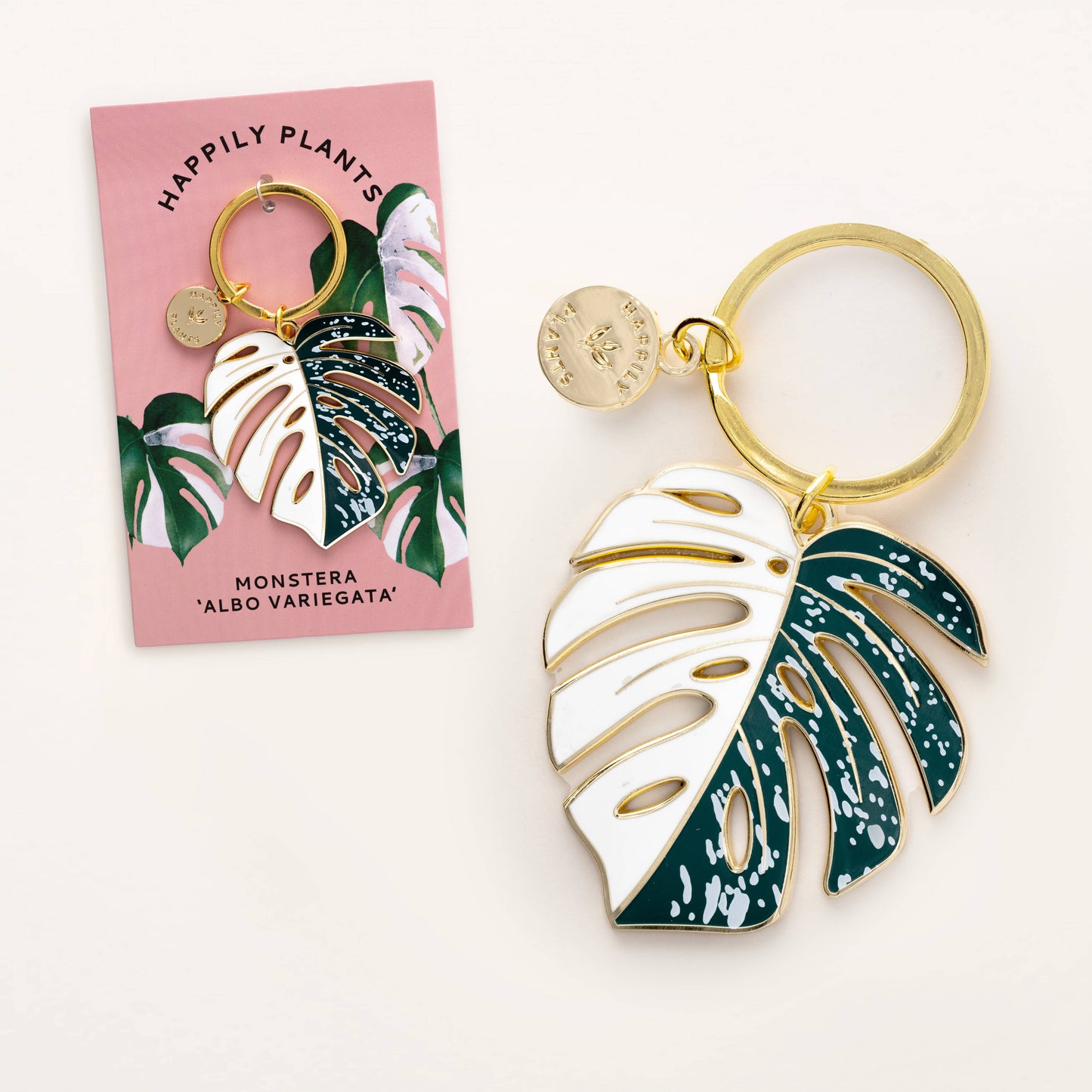 Monstera Albo Keychain & Bag Charm, Plant Keychain Gifts