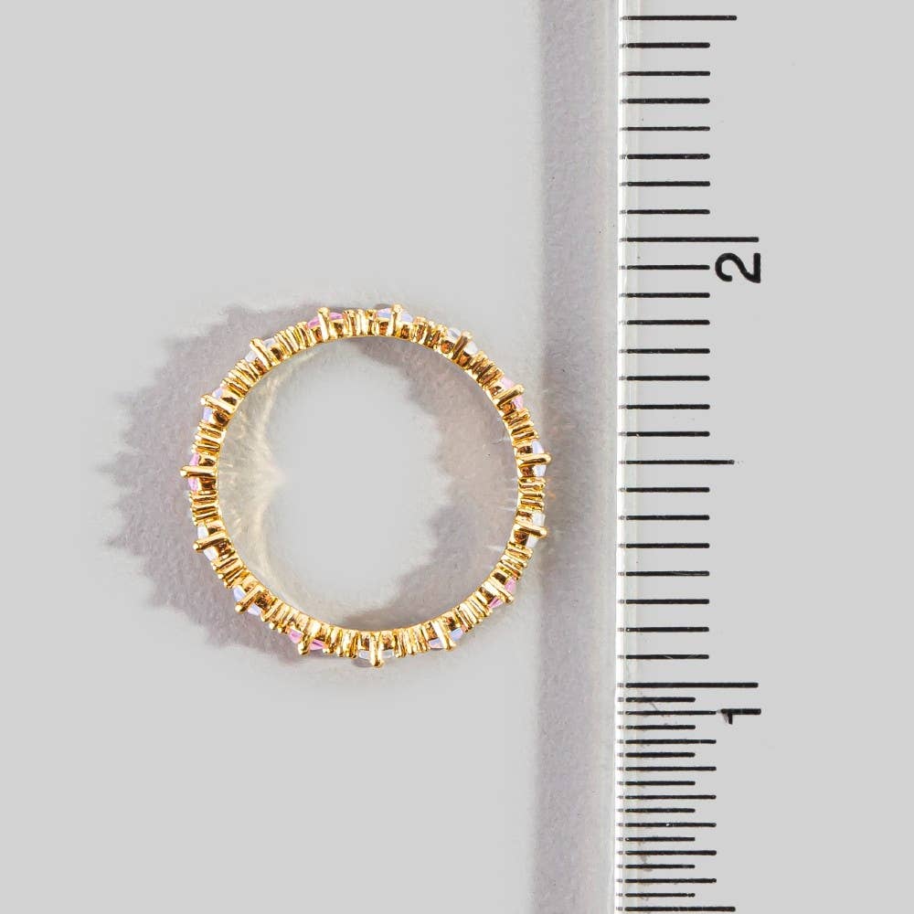 Evelyn-Gold Dipped Square Cz Studded Ring