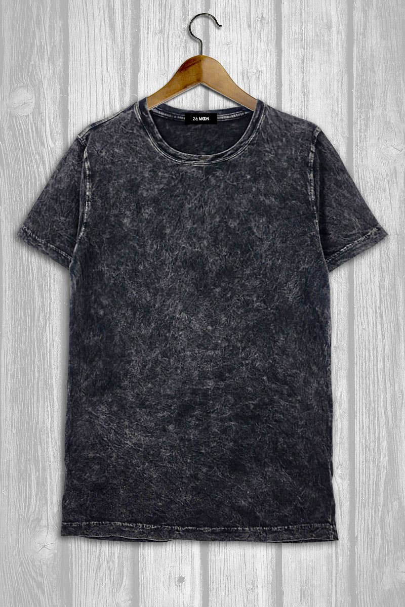 Mineral washed 100% Cotton Tee: LARGE-2 / BLUE