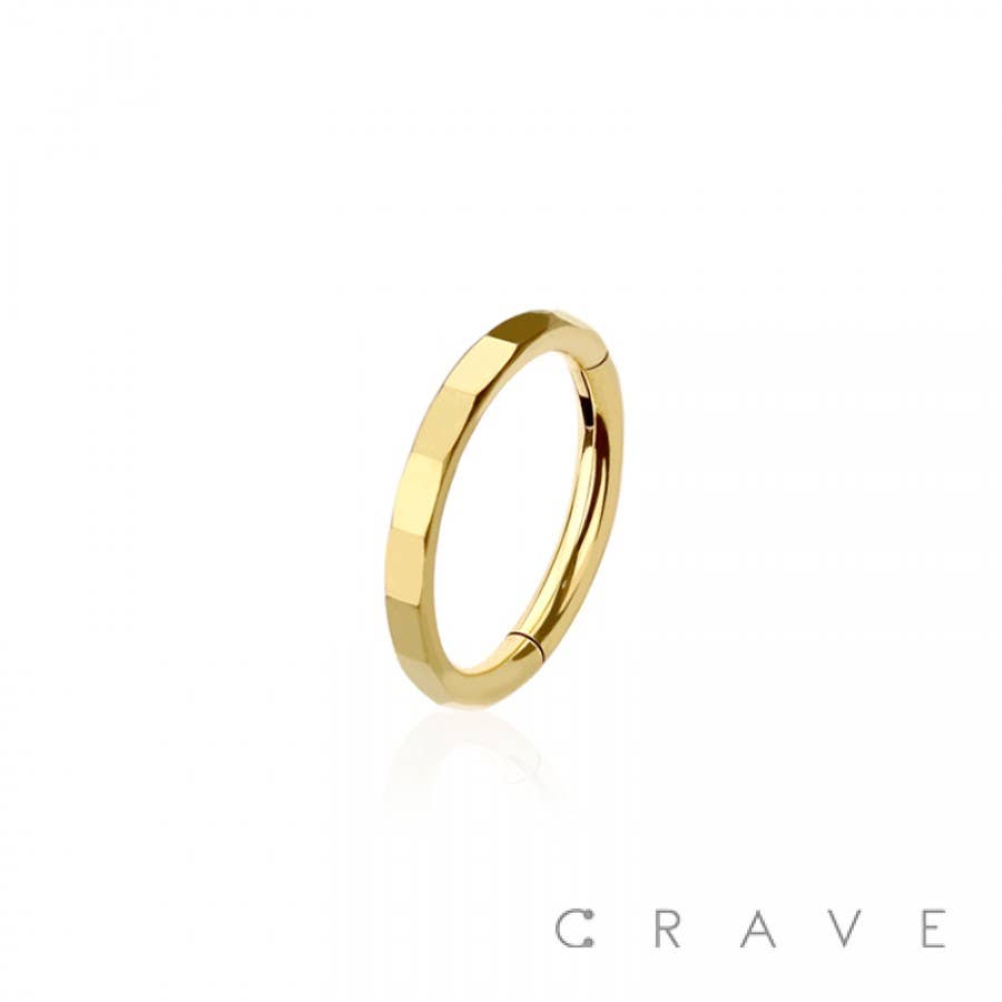 316L SURGICAL STEEL CUT FACETED HINGED SEGMENT HOOP RING
