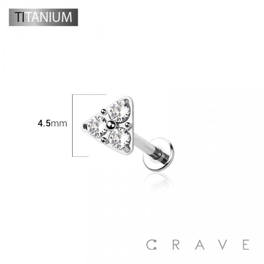 Triangle Gemstone Threadless Push In Body Jewelry Ring