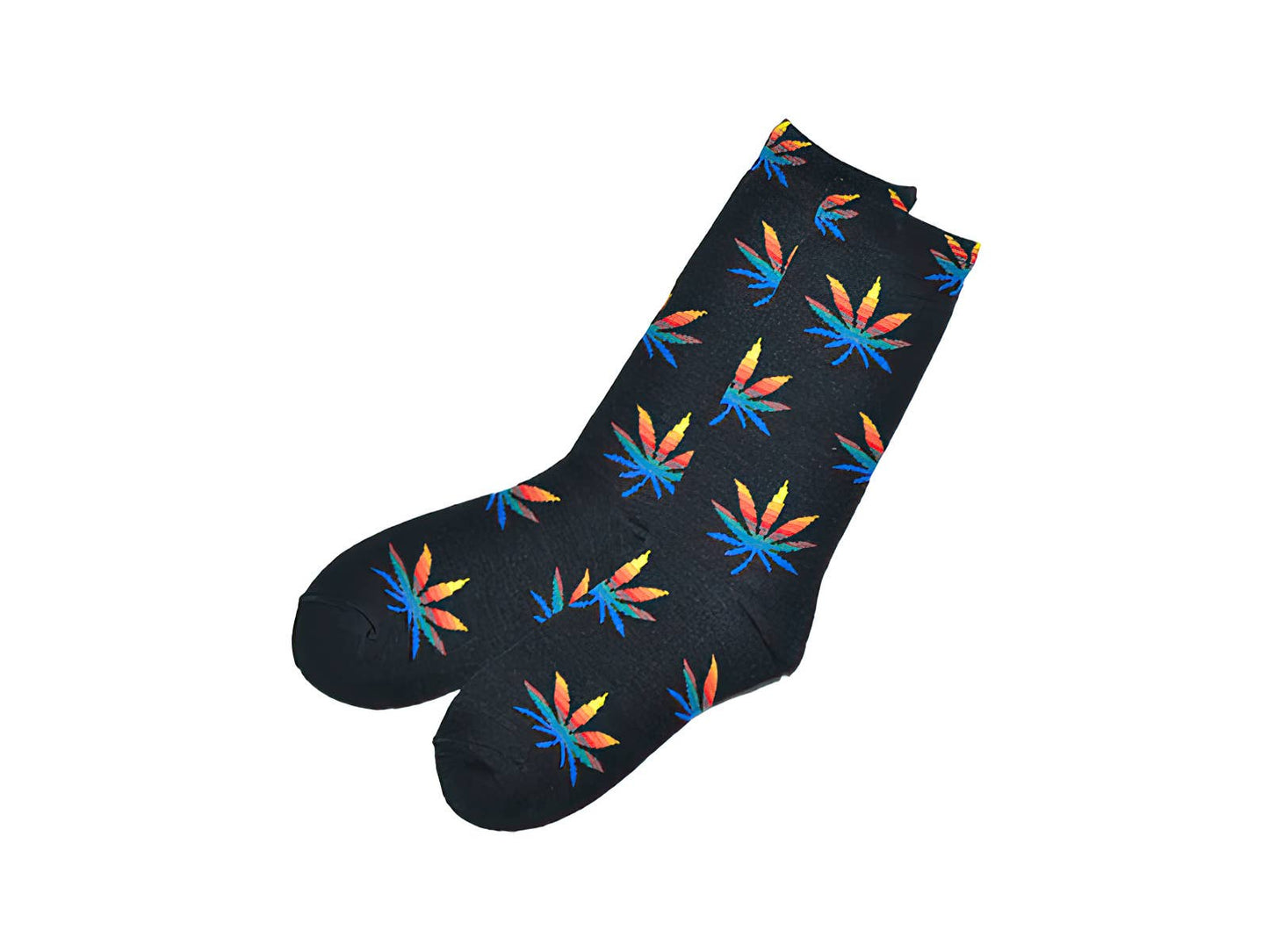 Holy Smokes Rainbow Hemp Leaf Tall Socks