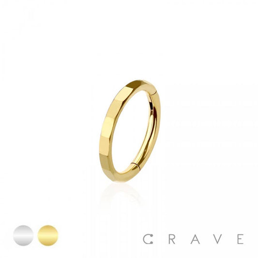 316L SURGICAL STEEL CUT FACETED HINGED SEGMENT HOOP RING