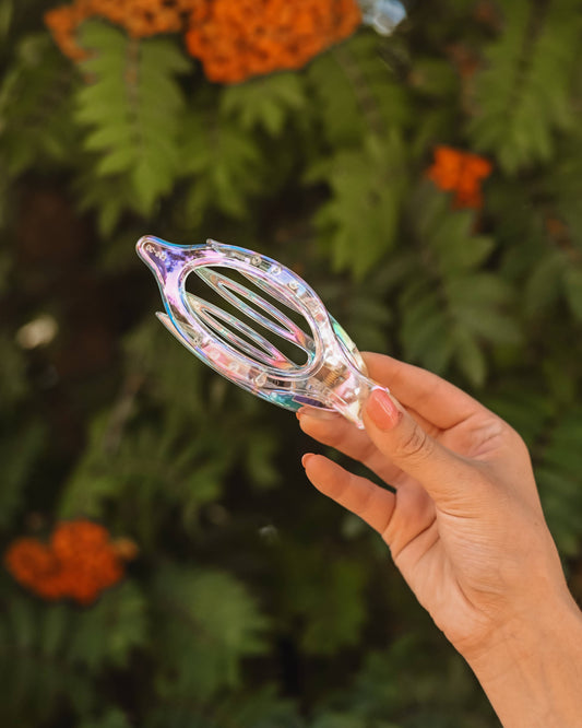 Iridescent Holographic Lay Flat Wide Hair Clip