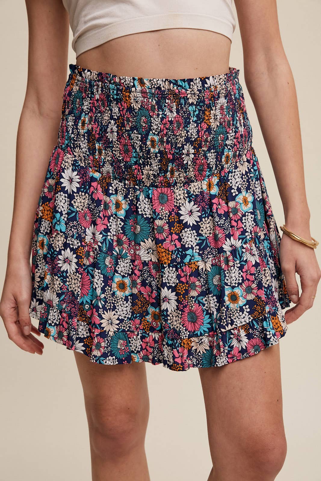 Floral Shirred Convertible Top or Skirt