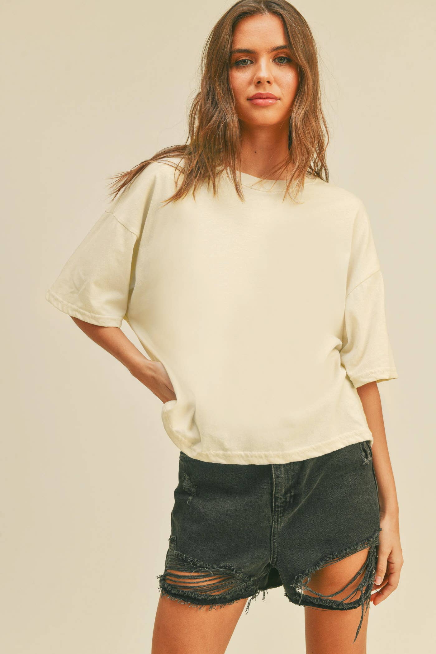 Blank Long Cropped T-Shirt