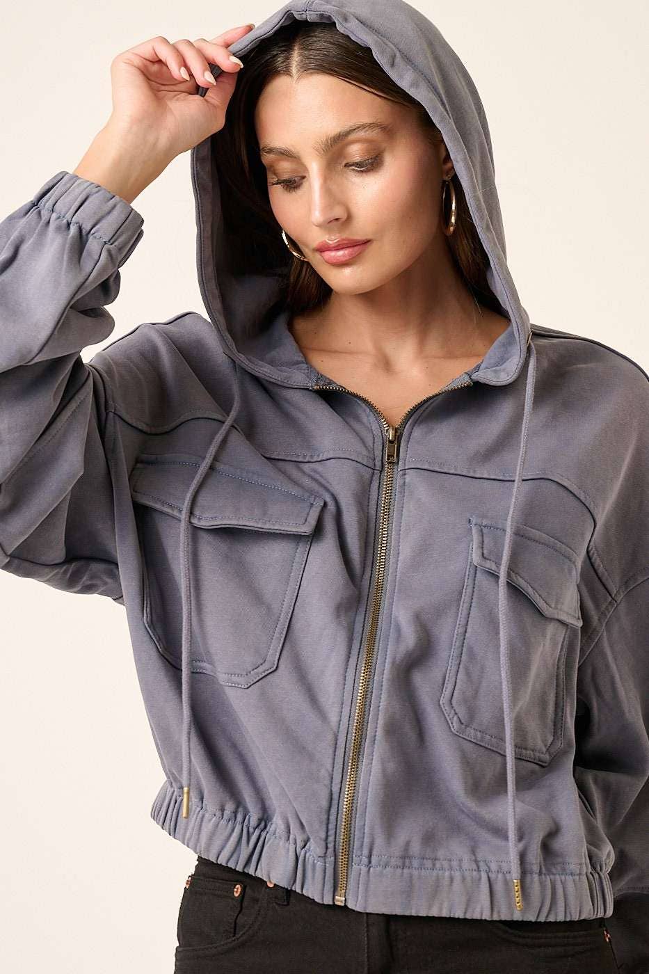 Leah-Washed French Terry Knit Jacket