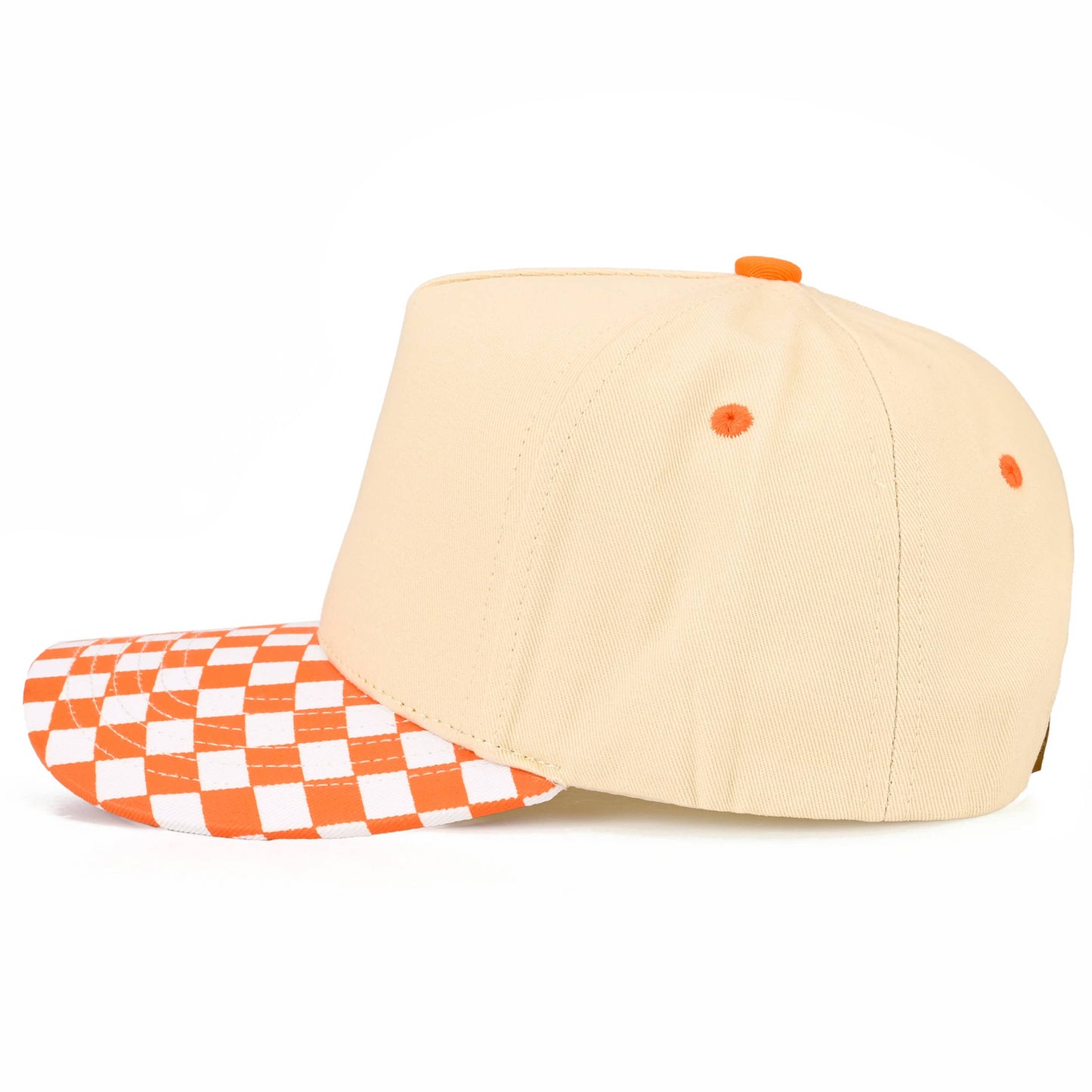 C.C Check Board Pattern Print Two Tone Canvas Trucker Hat