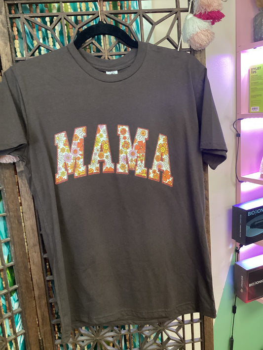Mama-Floral Graphic T Shirt