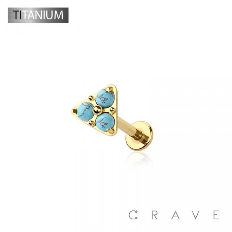 Triangle Gemstone Threadless Push In Body Jewelry Ring