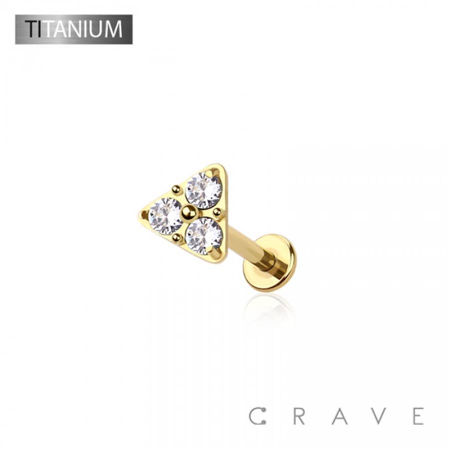 Triangle Gemstone Threadless Push In Body Jewelry Ring