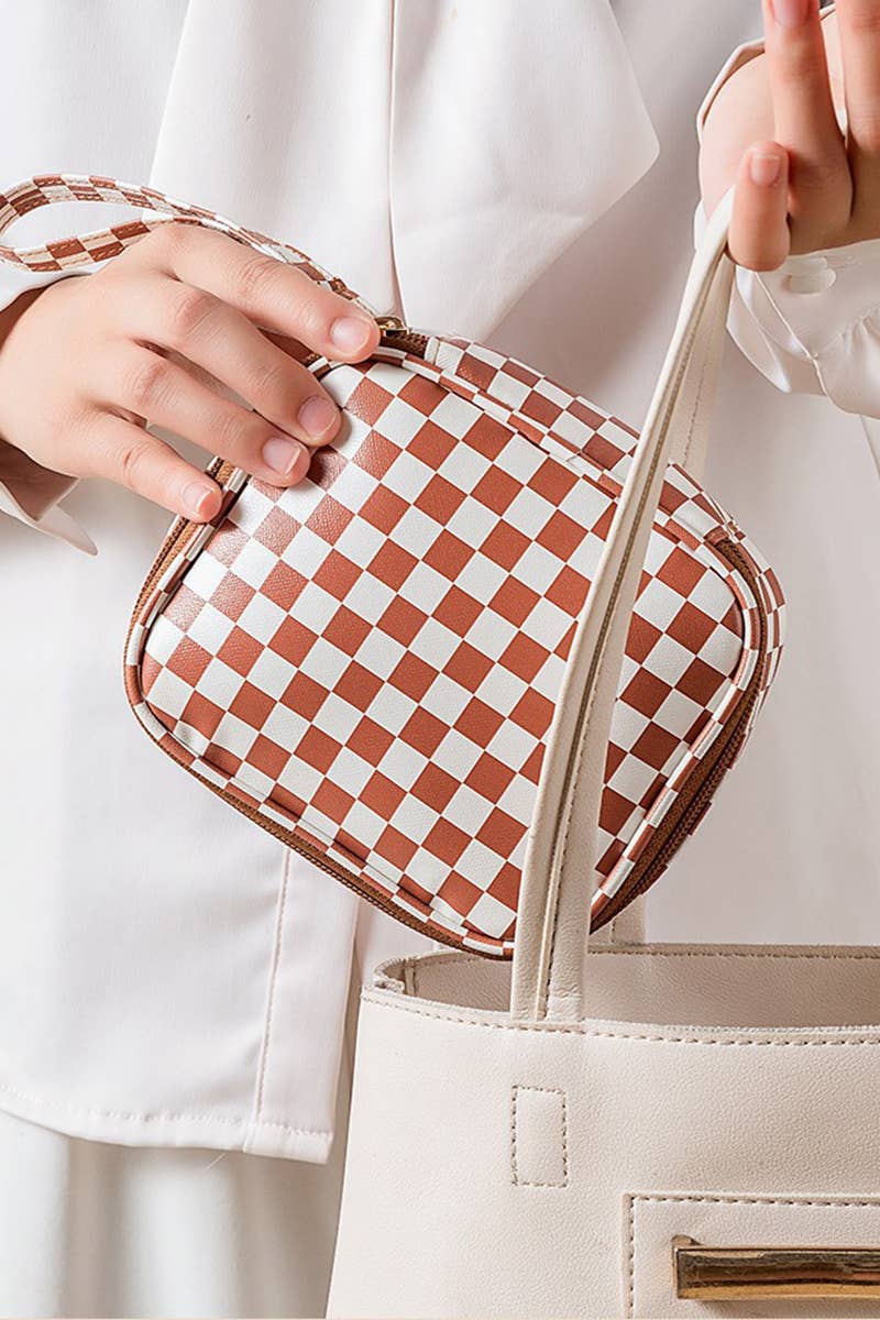 Danni-Checkered Cosmetic Makeup Travel Case