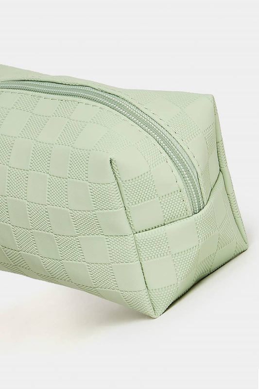 Checkered Cosmetic Makeup Pouch
