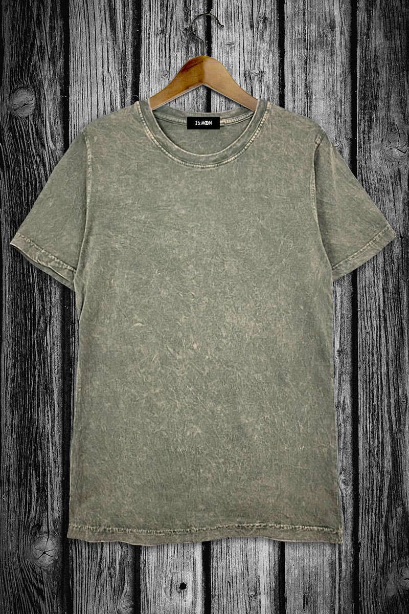 Mineral washed 100% Cotton Tee: LARGE-2 / PINK