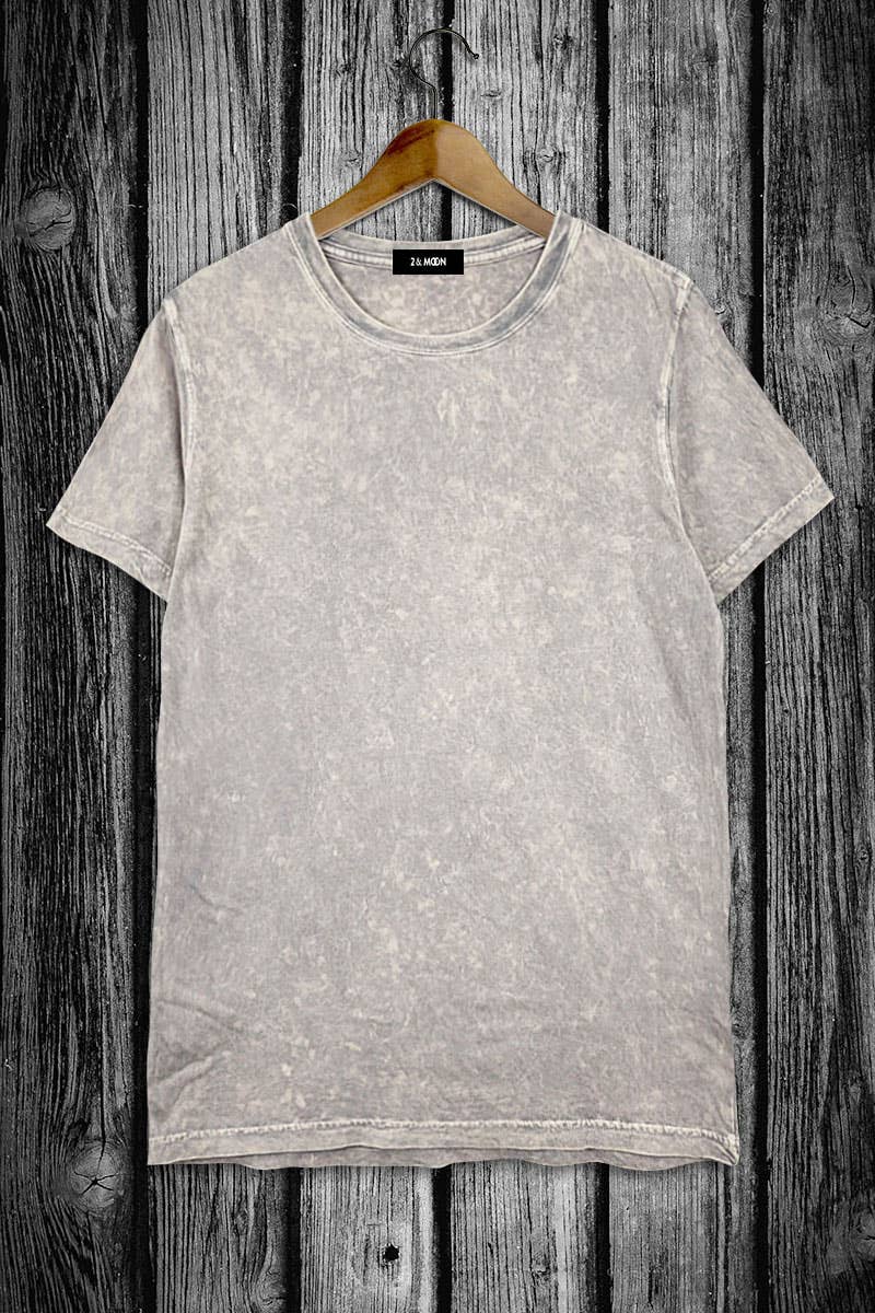 Mineral washed 100% Cotton Tee: LARGE-2 / BLUE