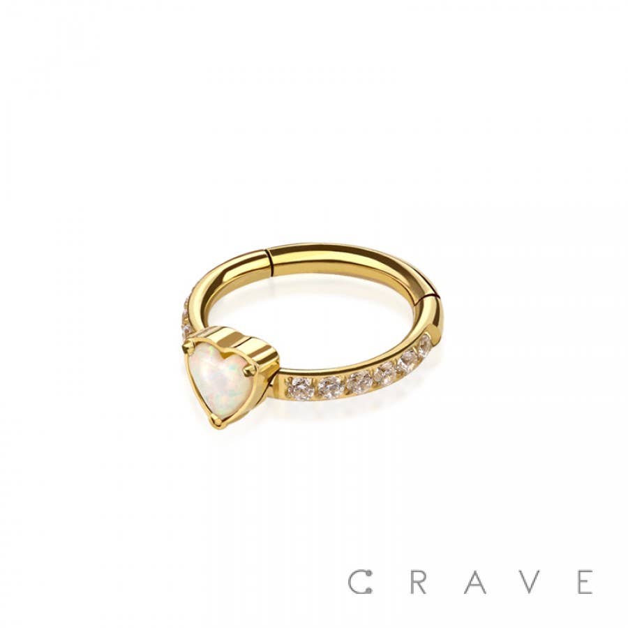 Opal Heart Hinged Ring-Body Jewelry