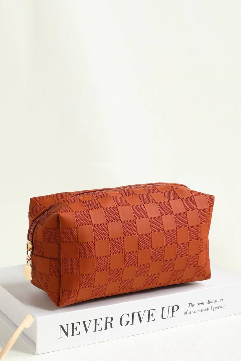 Checkered Cosmetic Makeup Pouch