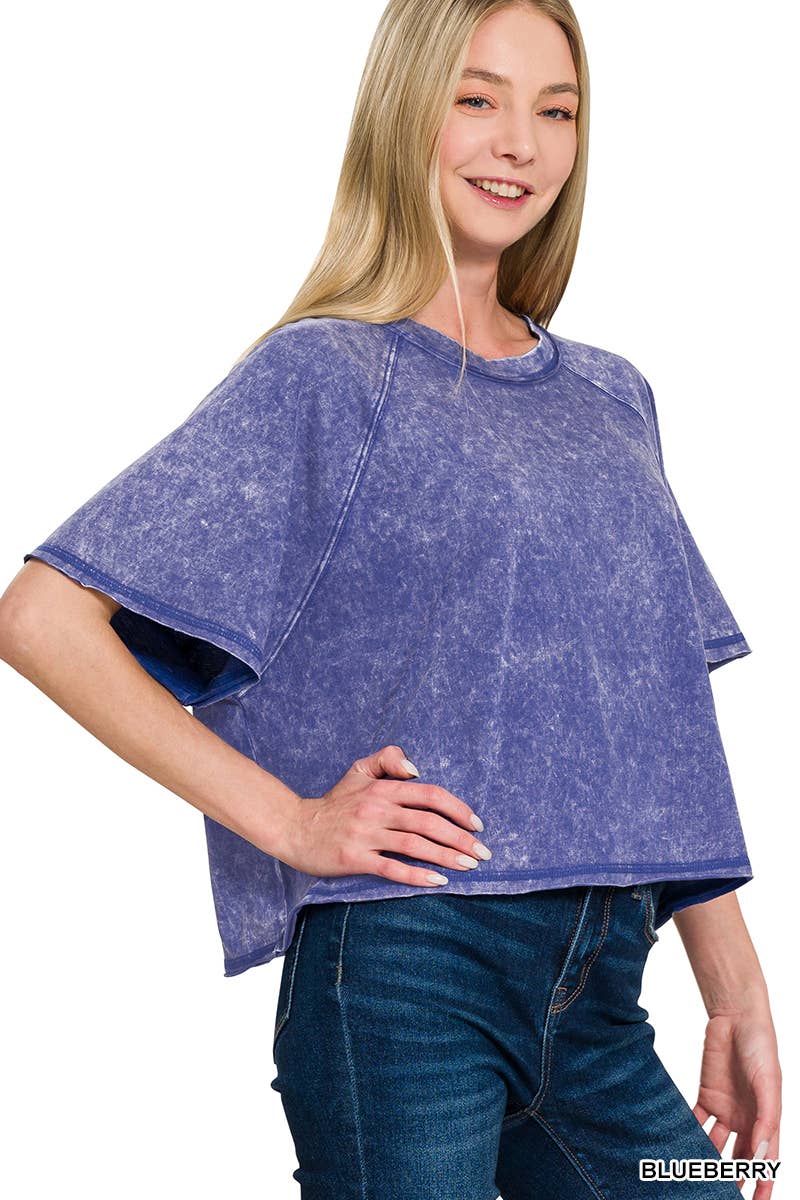 .0306 Acid Washed Raglan Sleeve Crop Tee SI-27746