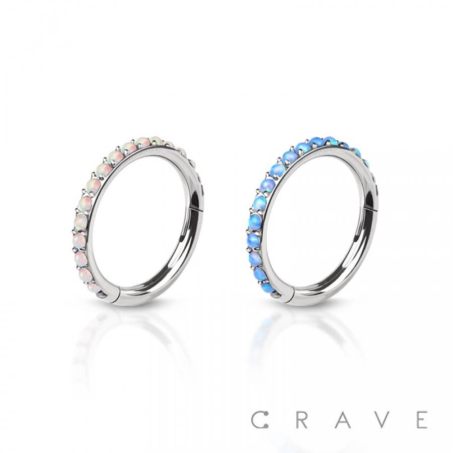 MULTI OPAL PAVED 316L SURGICAL STEEL HINGED SEGMENT CLICKER