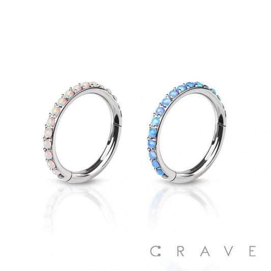 MULTI OPAL PAVED 316L SURGICAL STEEL HINGED SEGMENT CLICKER