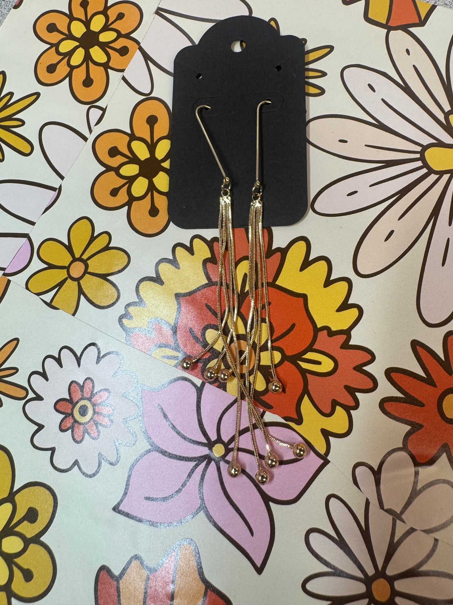 Taryn-Gold Beaded Dangle Earrings