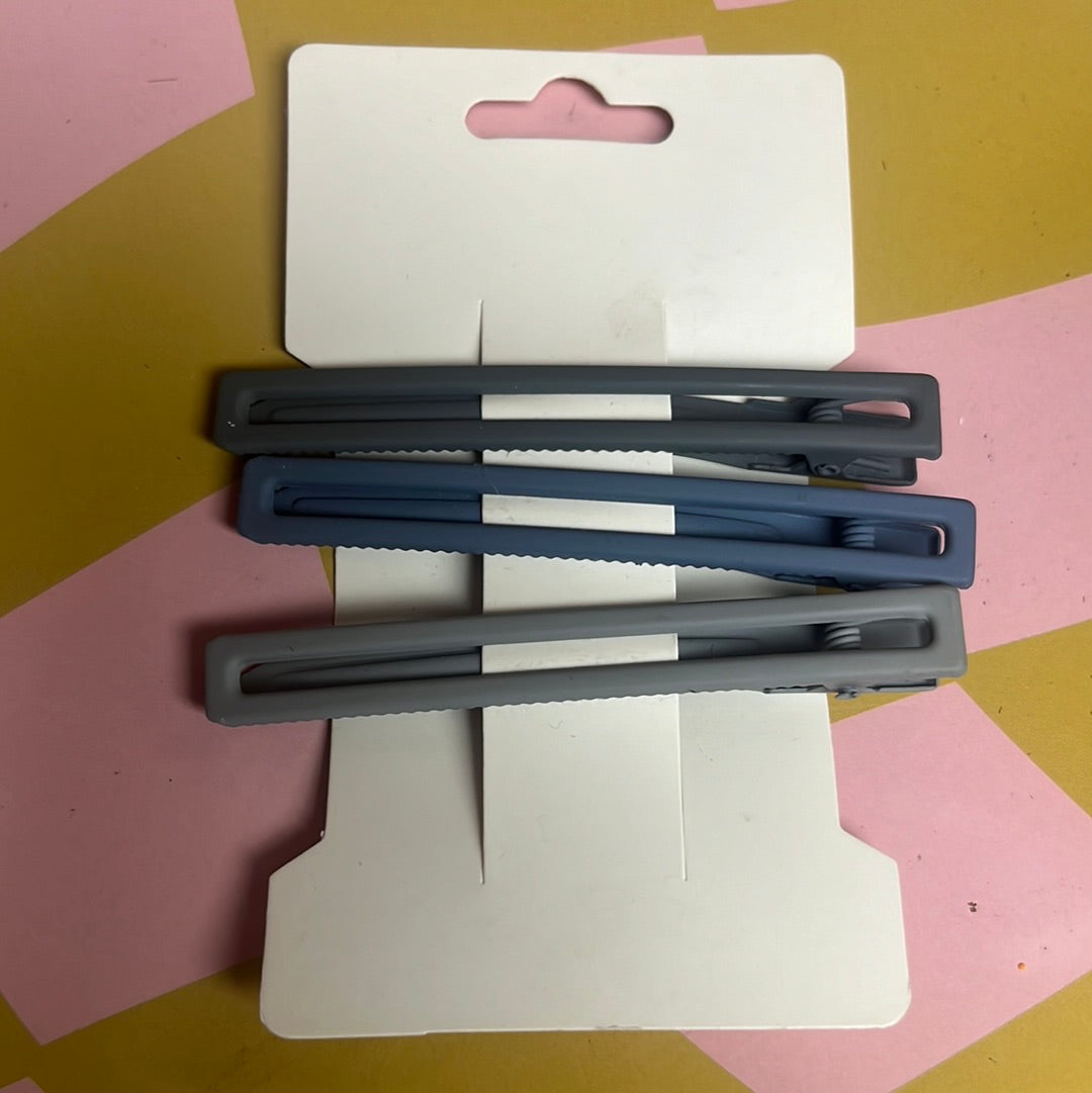 Matte Blue Hair Clip Set