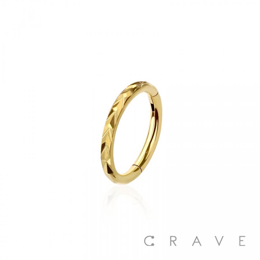 316L SURGICAL STEEL SWIRL LINES HINGED SEGMENT HOOP RING