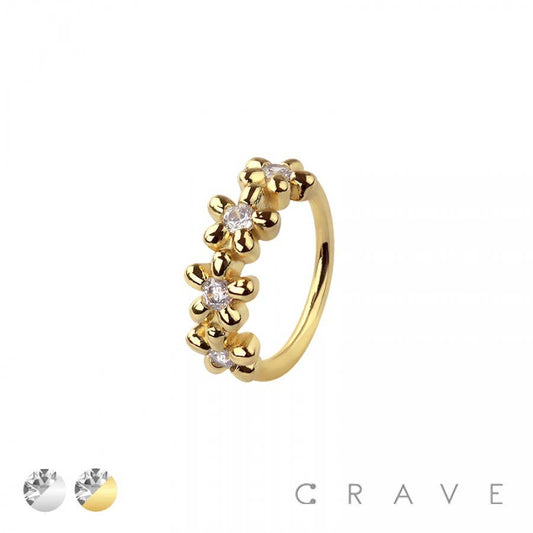 Flowers and Diamonds-Nose Hoop Ring