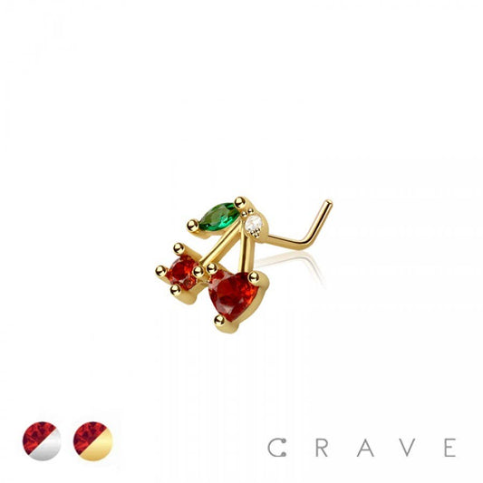 Cherry Bomb-Gold L Shaped Nose Ring