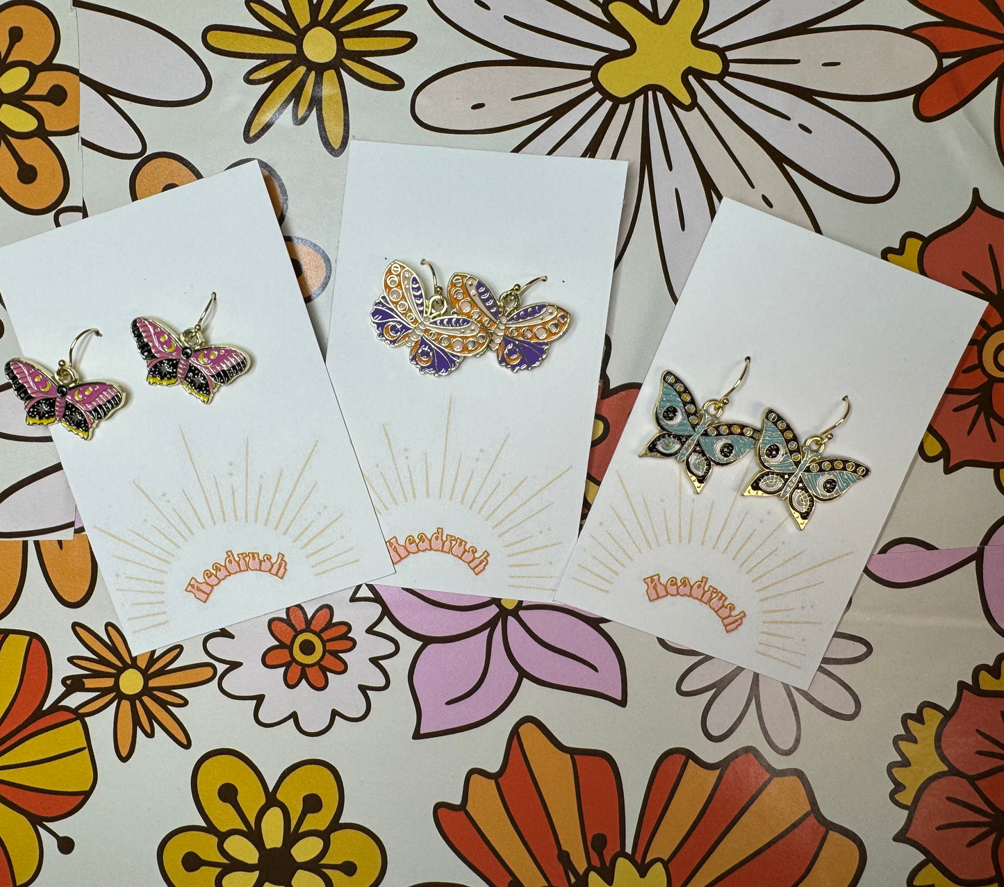 Colorful Moth Dangle Earrings