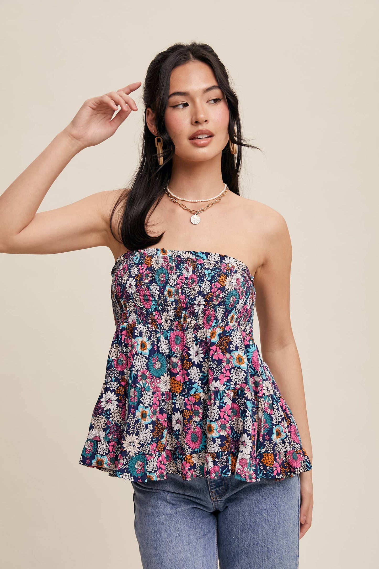 Floral Shirred Convertible Top or Skirt