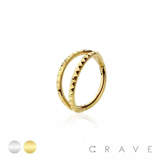 316L SURGICAL STEEL DOUBLE POLYHEDRA EDGE HINGE CLICKER HOOP