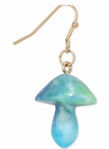 Sky Blue Marbled Mushroom Earring