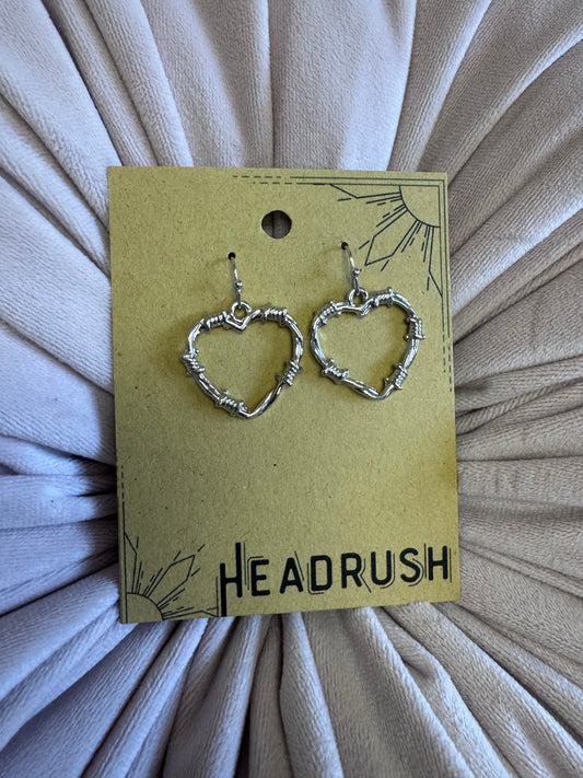 Silver Heart Dangle Earrings