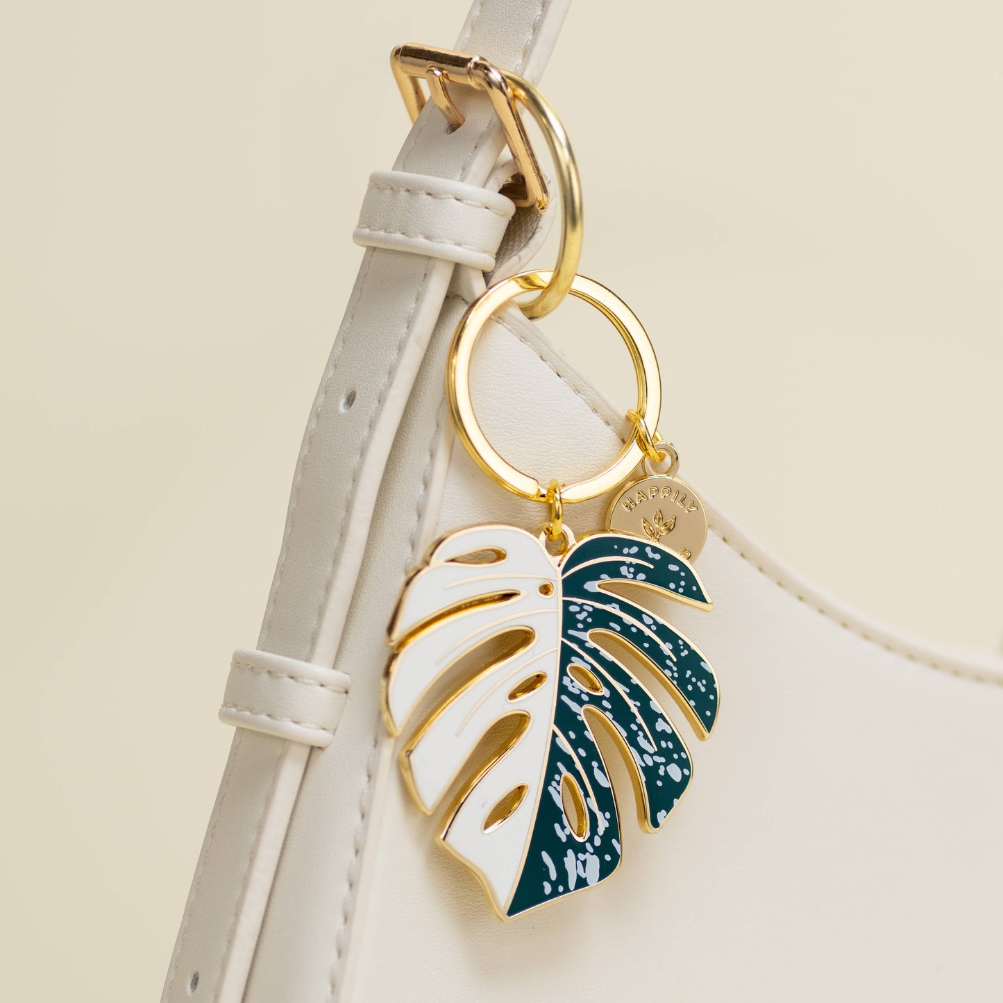 Monstera Albo Keychain & Bag Charm, Plant Keychain Gifts