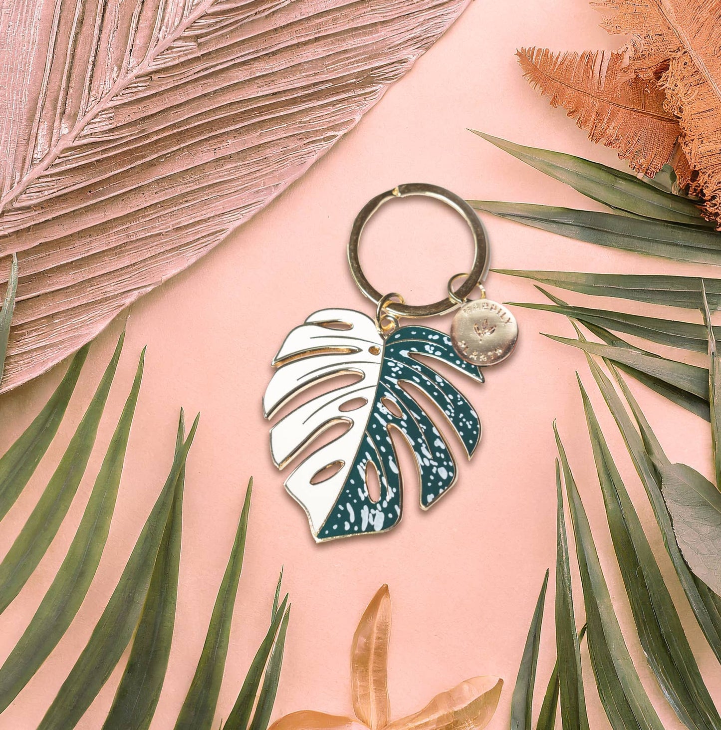 Monstera Albo Keychain & Bag Charm, Plant Keychain Gifts