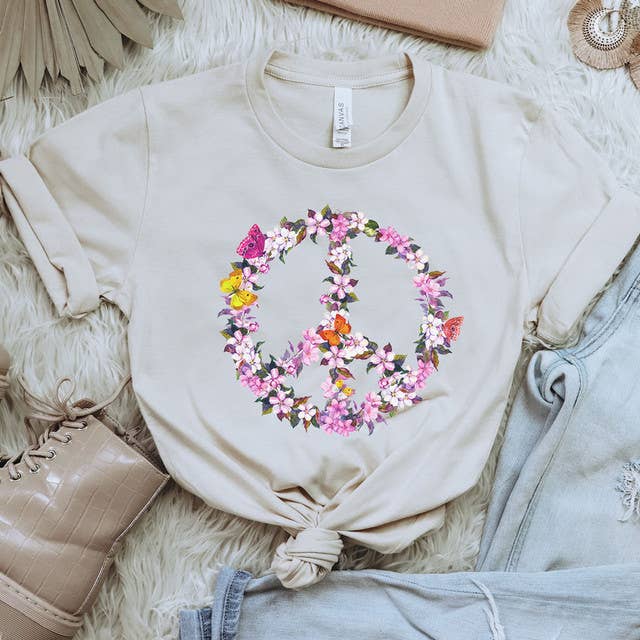 Flower Peace Sign DTF Heat Transfer