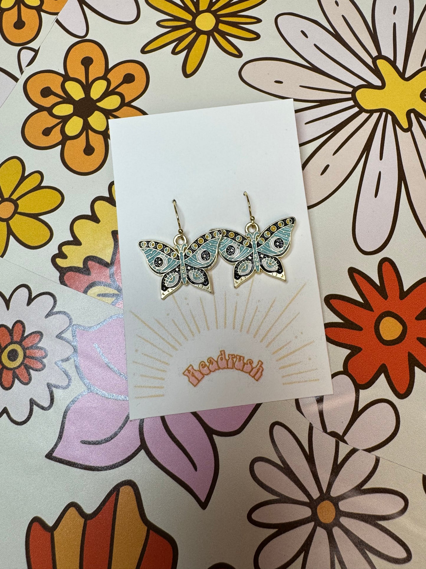 Colorful Moth Dangle Earrings