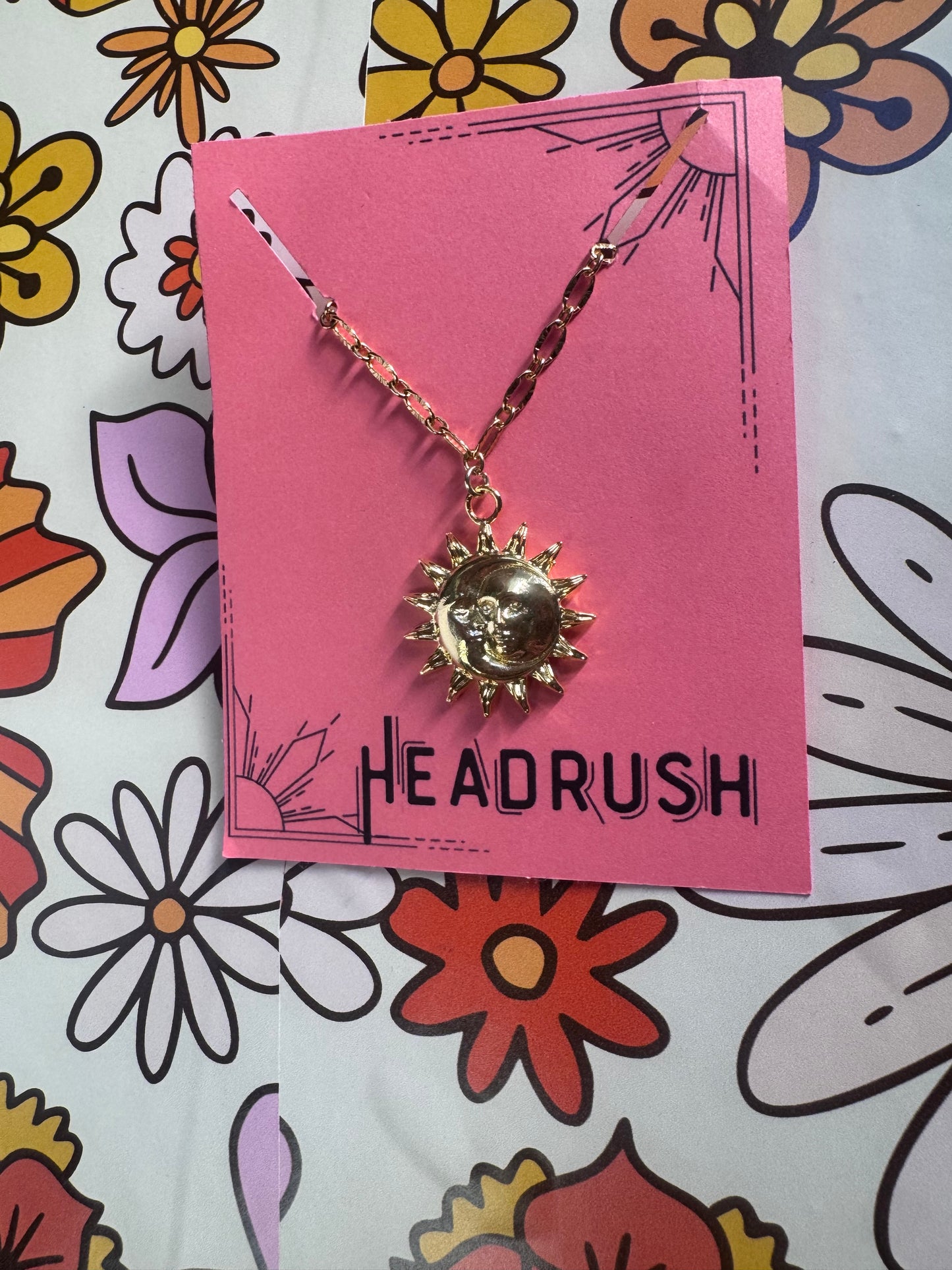 Sun and Moon Medallion Gold Chain Necklace