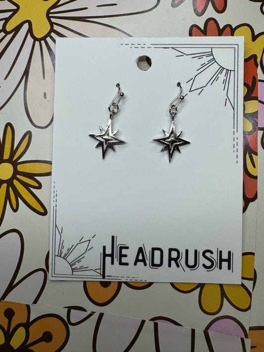 Silver sunburst Dangle Earrings