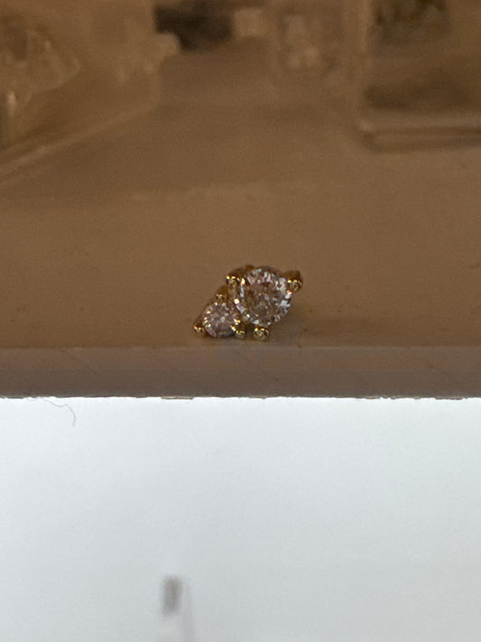 Double Gemstone Nose Bone Ring