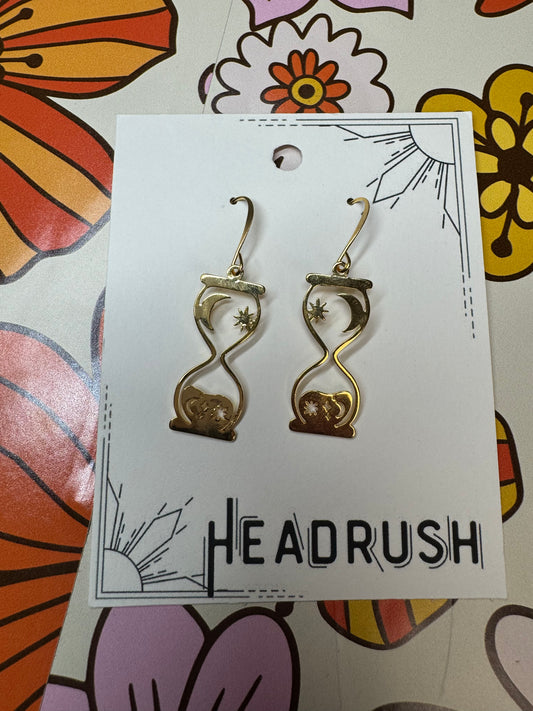 Gold Hourglass Dangle Earrings