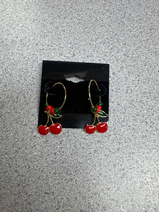 Cherry Dangle Hoops