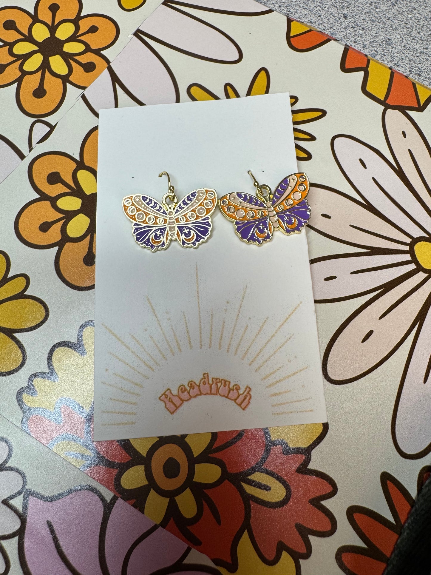 Colorful Moth Dangle Earrings