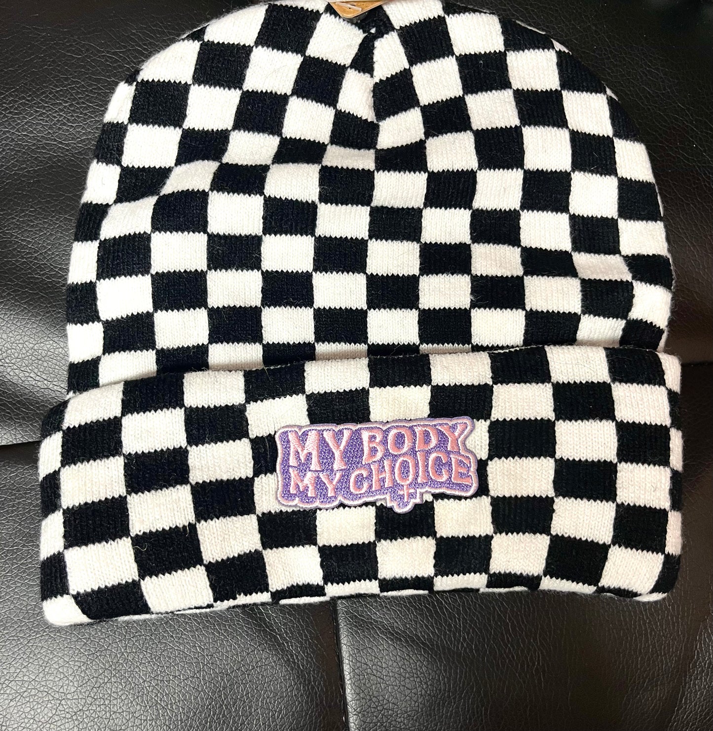 My Body My Choice Checkered Beanie