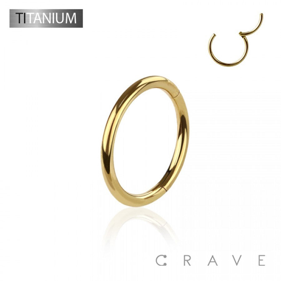 Ordinary Titanium Gold Hinged Segment Hoop Ring