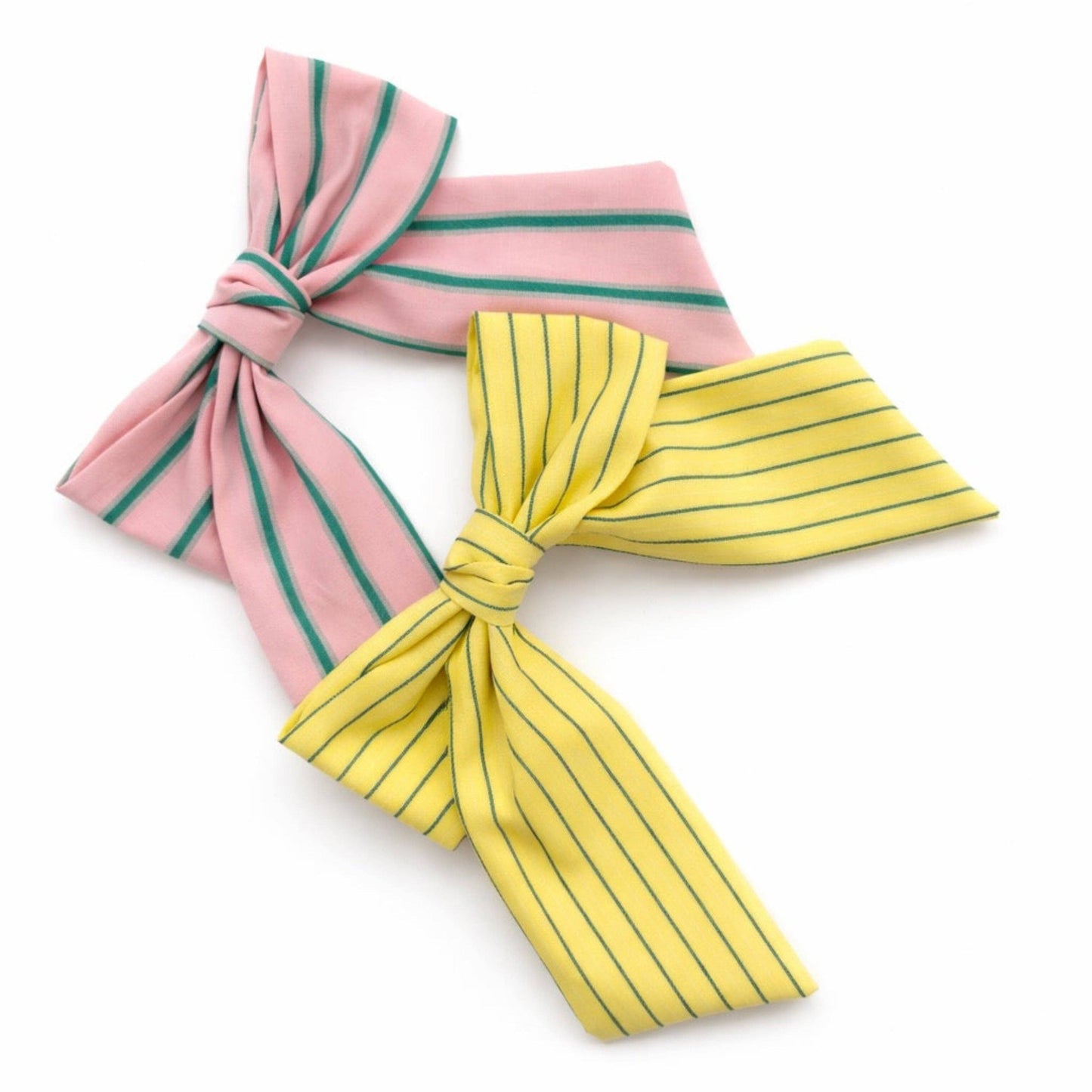 Striped Ribbon Bow Hair Clip – Classic Preppy Style