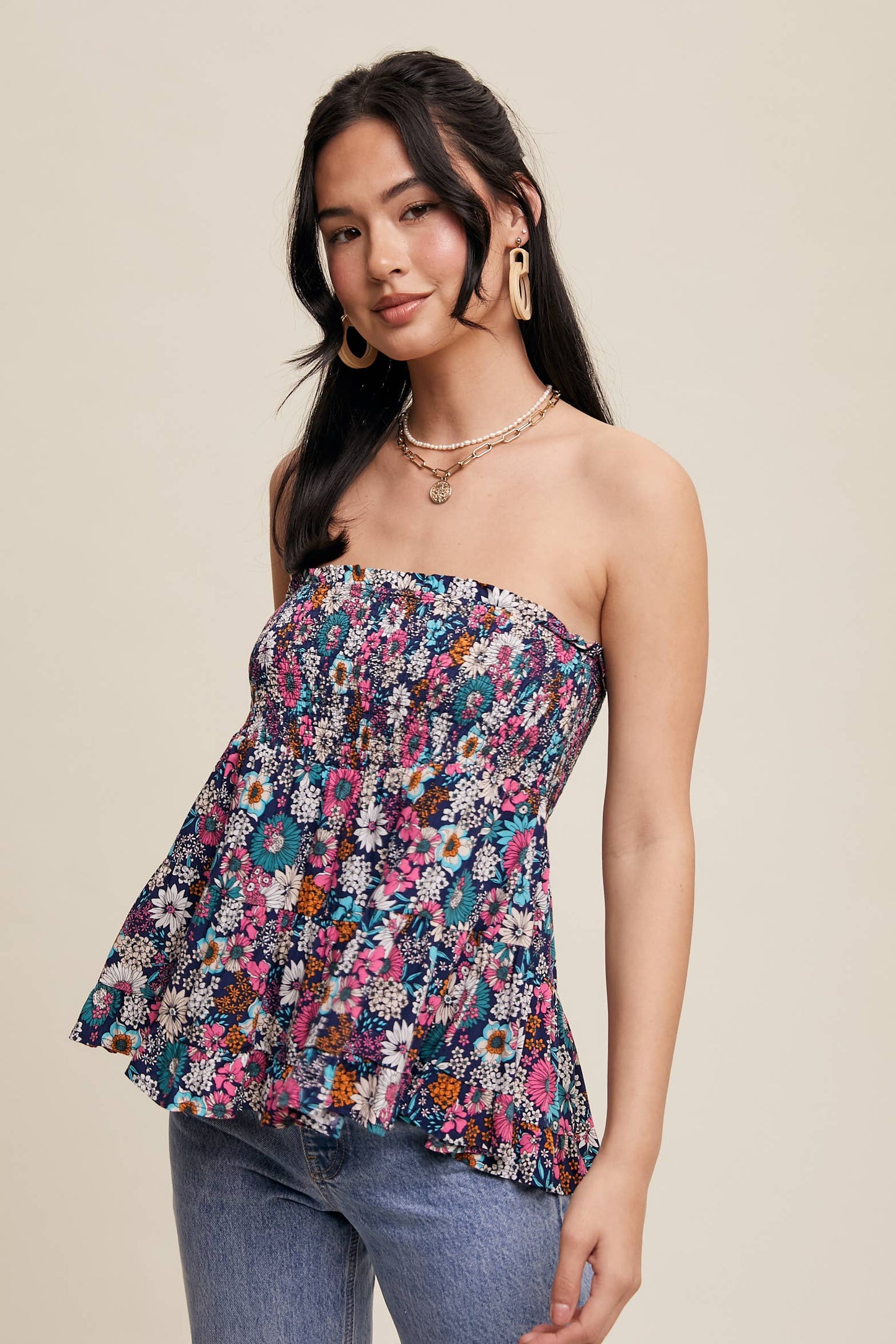 Floral Shirred Convertible Top or Skirt