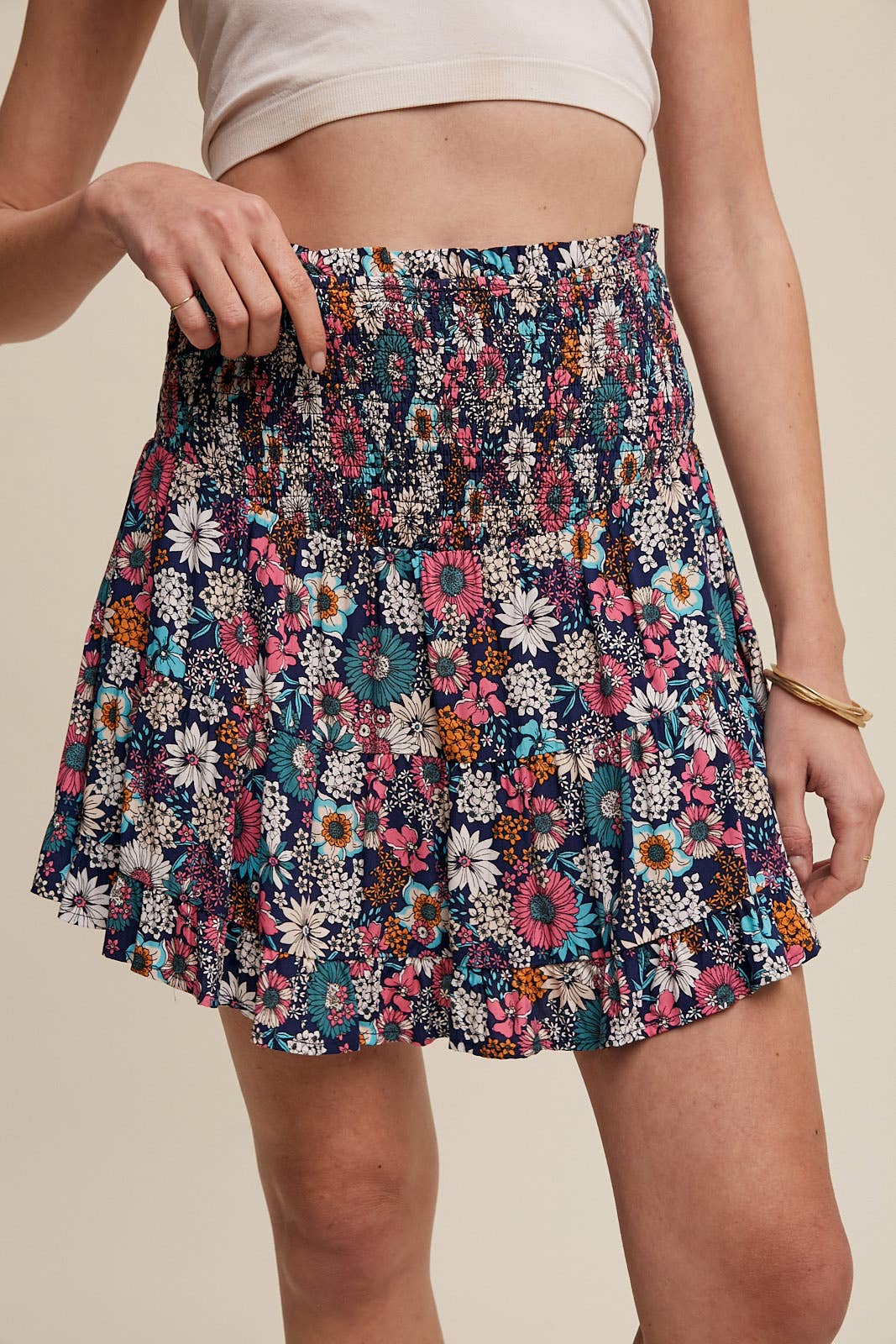 Floral Shirred Convertible Top or Skirt