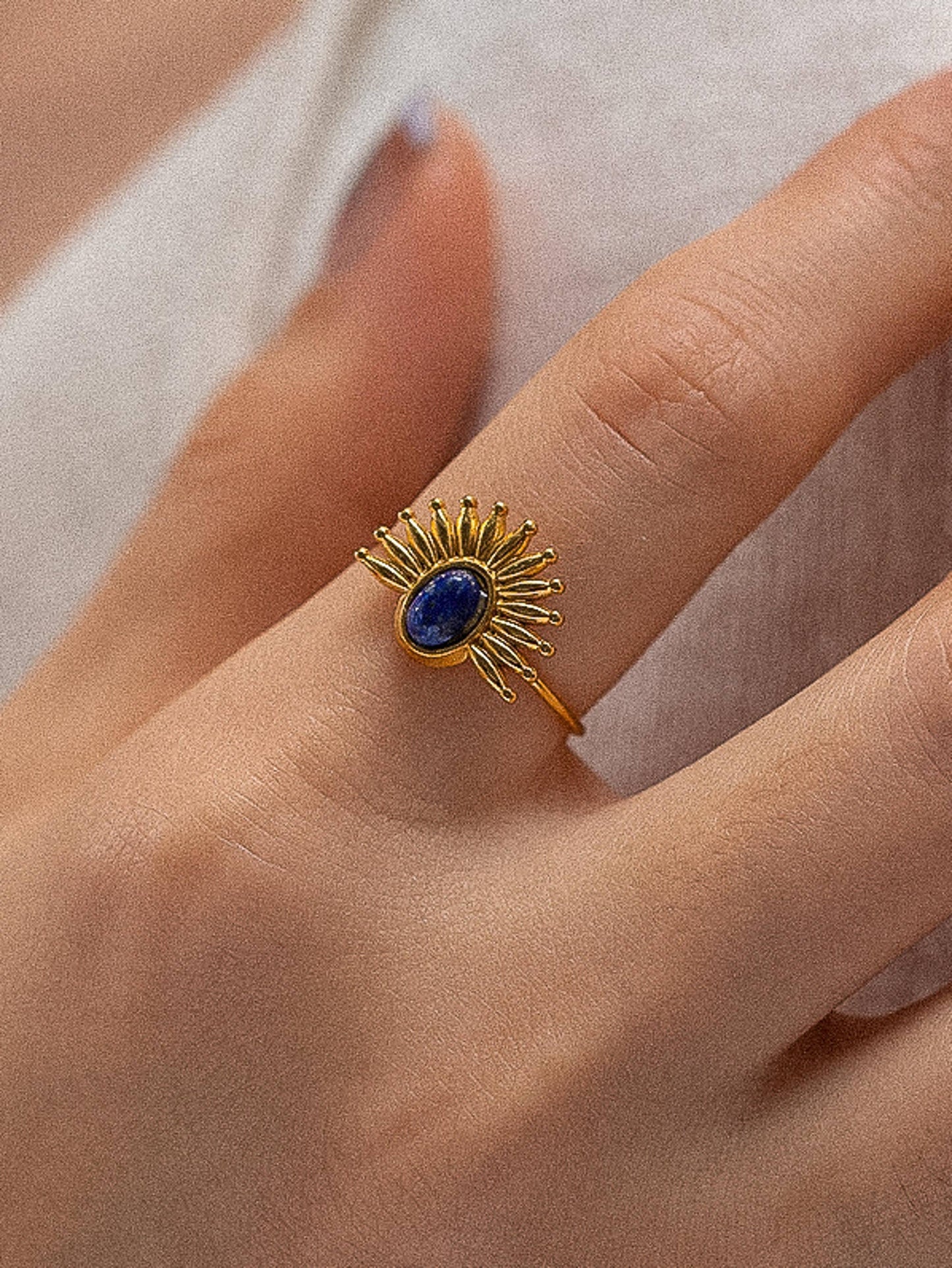 Fabienne 18K Gold Non-Tarnish Sun Stone Ring